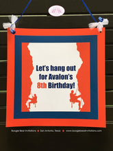Load image into Gallery viewer, Rock Climbing Birthday Party Door Banner Sign Red Blue White Athletic Sports Boy Girl Cliff Free Climb Boogie Bear Invitations Avalon Theme