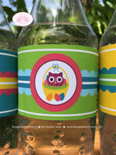 Load image into Gallery viewer, Easter Owls Party Bottle Wraps Wrappers Label Cover Birthday Girl Boy Spring Egg Basket Flower Garden Boogie Bear Invitations Lottie Theme