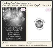 Load image into Gallery viewer, Sweet 16 Birthday Party Invitation Black White Glowing Ornaments Formal Girl Boogie Bear Invitations Onyx Theme Paperless Printable Printed