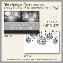 Load image into Gallery viewer, Black White Glowing Ornament Birthday Party Favor Card Place Food Appetizer Silver Sweet 16 Girl Formal Boogie Bear Invitations Onyx Theme