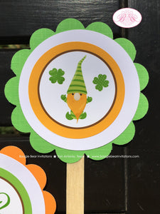 St. Patrick's Day Gnomes Party Cupcake Toppers Birthday Boy Girl Lucky Green Orange Clover Shamrock Boogie Bear Invitations Tristan Theme