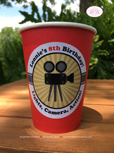 Movie Theater Birthday Party Beverage Cups Paper Drink Boy Girl Red Motion Picture Actor Director Chair Boogie Bear Invitations Lonnie Theme