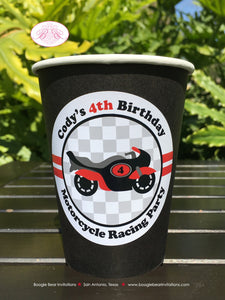 Red Motorcycle Birthday Party Beverage Cups Paper Drink Boy Girl Racing Enduro Race Track Bike Grand Prix Boogie Bear Invitations Cody Theme