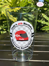 Load image into Gallery viewer, Red Motorcycle Birthday Party Beverage Cups Plastic Drink Boy Girl Enduro Grand Prix Racing Track Race Boogie Bear Invitations Cody Theme