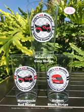 Load image into Gallery viewer, Red Motorcycle Birthday Party Beverage Cups Plastic Drink Boy Girl Enduro Grand Prix Racing Track Race Boogie Bear Invitations Cody Theme