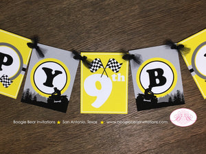 ATV Happy Birthday Party Banner Race Black Yellow Boy 1st 2nd 3rd 4th 5th 6th 7th 8th 9th 10th 11th 12th Boogie Bear Invitations Breck Theme