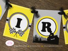 Load image into Gallery viewer, ATV Happy Birthday Party Banner Race Black Yellow Boy 1st 2nd 3rd 4th 5th 6th 7th 8th 9th 10th 11th 12th Boogie Bear Invitations Breck Theme