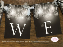 Load image into Gallery viewer, Happy Sweet 16 Party Banner Birthday Glowing Ornament Black White Grey Gray Silver Girl 21st 16th 30th Boogie Bear Invitations Onyx Theme