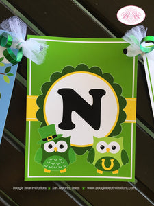 St. Patrick's Day Birthday Party Small Banner Owls Girl Boy Lucky Green Woodland 1st 2nd 3rd 4th 5th Boogie Bear Invitations Ashlyn Theme