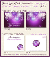 Load image into Gallery viewer, Purple Glowing Ornaments Thank You Cards Flat Folded Birthday Sweet 16 Formal Elegant Dinner Boogie Bear Invitations Juliet Theme Printed