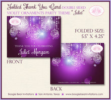 Load image into Gallery viewer, Purple Glowing Ornaments Thank You Cards Flat Folded Birthday Sweet 16 Formal Elegant Dinner Boogie Bear Invitations Juliet Theme Printed