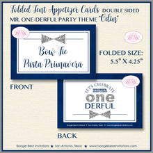 Load image into Gallery viewer, Mr Wonderful Birthday Party Favor Card Tent Appetizer Place Boy Silver Navy Blue Onederful 1st Boogie Bear Invitations Odin Theme Printed
