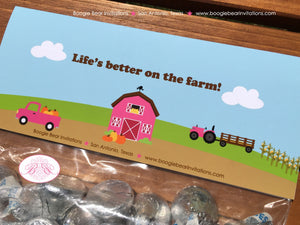 Pink Farm Harvest Party Treat Bag Toppers Birthday Folded Favor Fall Barn Girl Country Pumpkin Truck Boogie Bear Invitations Susannah Theme