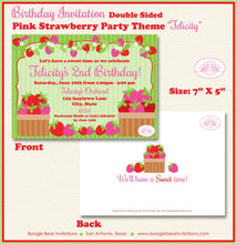 Load image into Gallery viewer, Pink Strawberry Birthday Party Invitation Red Berry Summer Strawberries Boogie Bear Invitations Felicity Theme Paperless Printable Printed