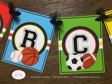 Load image into Gallery viewer, Sports Birthday Name Party Banner Boy Girl Red Yellow Green Blue 1st 2nd 3rd 4th 5th 6th 7th 8th 9th Boogie Bear Invitations Archie Theme