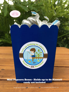 Fishing Boy Birthday Party Popcorn Boxes Mini Food Buffet Fish Blue Green Country Dock Swimming Frog Boogie Bear Invitations Vander Theme
