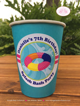 Load image into Gallery viewer, Splash Bash Birthday Party Beverage Cups Paper Drink Pool Swimming Girl Ocean Wave Swim Tube Ball Kid Boogie Bear Invitations Danielle Theme
