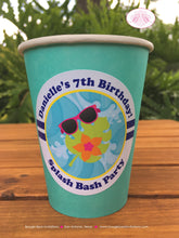 Load image into Gallery viewer, Splash Bash Birthday Party Beverage Cups Paper Drink Pool Swimming Girl Ocean Wave Swim Tube Ball Kid Boogie Bear Invitations Danielle Theme