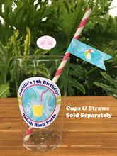 Load image into Gallery viewer, Splash Bash Birthday Party Beverage Cups Plastic Drink Pool Swimming Girl Wave Swim Tube Ball Flower Boogie Bear Invitations Danielle Theme