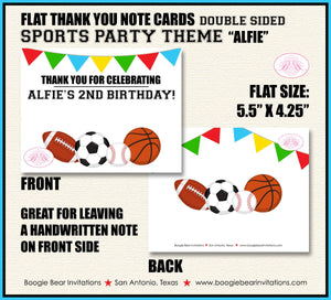 Sports Birthday Party Thank You Card Boy Girl Chalkboard Baseball Softball Basketball Soccer Pro Boogie Bear Invitations Alfie Theme Printed