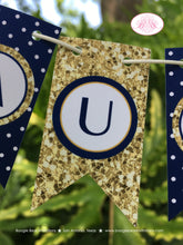 Load image into Gallery viewer, Mr. Wonderful Party Pennant Cake Banner Topper Flag Onederful Blue Gold White Polka Dot Happy Birthday Boogie Bear Invitations Auden Theme