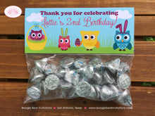 Load image into Gallery viewer, Easter Owls Party Treat Bag Toppers Folded Favor Birthday Girl Boy Spring Egg Forest Animals Pink Blue Boogie Bear Invitations Lottie Theme