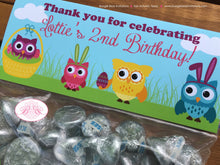 Load image into Gallery viewer, Easter Owls Party Treat Bag Toppers Folded Favor Birthday Girl Boy Spring Egg Forest Animals Pink Blue Boogie Bear Invitations Lottie Theme