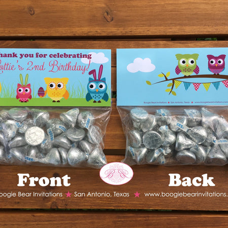 Easter Owls Party Treat Bag Toppers Folded Favor Birthday Girl Boy Spring Egg Forest Animals Pink Blue Boogie Bear Invitations Lottie Theme