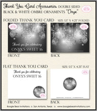 Load image into Gallery viewer, Sweet 16 Party Thank You Cards Black White Glowing Ornaments Birthday Ombre 1st 21st 30th 40th Boogie Bear Invitations Onyx Theme Printed