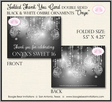 Load image into Gallery viewer, Sweet 16 Party Thank You Cards Black White Glowing Ornaments Birthday Ombre 1st 21st 30th 40th Boogie Bear Invitations Onyx Theme Printed