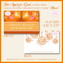Load image into Gallery viewer, Orange Glowing Ornament Birthday Party Favor Card Place Food Appetizer Girl Formal Summer Dinner Dance Boogie Bear Invitations Allison Theme