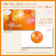 Load image into Gallery viewer, Orange Glowing Ornament Birthday Party Favor Card Place Food Appetizer Girl Formal Summer Dinner Dance Boogie Bear Invitations Allison Theme