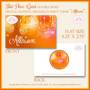 Orange Glowing Ornament Birthday Party Favor Card Place Food Appetizer Girl Formal Summer Dinner Dance Boogie Bear Invitations Allison Theme