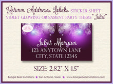 Load image into Gallery viewer, Purple Glowing Ornaments Birthday Party Invitation Violet Plum Formal Ombre Boogie Bear Invitations Juliet Theme Paperless Printable Printed