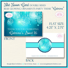 Load image into Gallery viewer, Blue Glowing Ornament Birthday Party Favor Card Place Food Appetizer Girl Teal Aqua Turquoise Formal Boogie Bear Invitations Caterina Theme