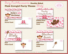 Load image into Gallery viewer, Pink Cowgirl Birthday Party Favor Card Tent Appetizer Place Food Hat Ranch Farm Country Girl Boogie Bear Invitations Molly Theme Printed