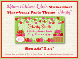 Pink Strawberry Birthday Party Invitation Red Berry Summer Strawberries Boogie Bear Invitations Felicity Theme Paperless Printable Printed
