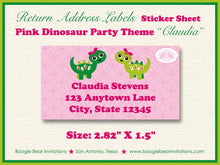 Load image into Gallery viewer, Pink Dinosaur Photo Party Invitation Birthday Girl Lime Green Roar Boogie Bear Invitation Claudia Double Sided Paperless Printable Printed