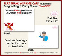 Load image into Gallery viewer, Dragon Knight Birthday Party Thank You Card Boy Shield Red Sword Fight Slayer Fire Breathing Boogie Bear Invitations Lawson Theme Printed
