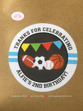 Load image into Gallery viewer, Sports Birthday Party Favor Bag Treat Boy Girl Red Yellow Green Blue Basketball Soccer Football Baseball Boogie Bear Invitations Alfie Theme