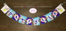 Load image into Gallery viewer, Splash Bash Party Name Banner Birthday Pink Girl Swimming Pool Ocean Beach Ball Wave Water Tube Swim Boogie Bear Invitations Danielle Theme