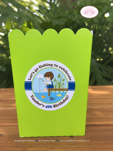 Fishing Boy Birthday Party Popcorn Boxes Mini Food Buffet Fish Blue Green Country Dock Swimming Frog Boogie Bear Invitations Vander Theme