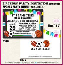 Load image into Gallery viewer, Sports Birthday Party Invitation Chalkboard Game Time Play Ball Girl Pink Boogie Bear Invitations Arlene Theme Paperless Printable Printed