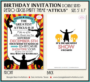 Circus Showman Birthday Party Invitation Animals Boy Girl Greatest Show Boogie Bear Invitations Atticus Theme Paperless Printable Printed