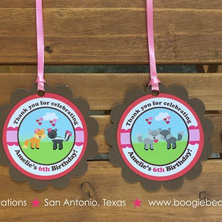 Valentines Day Woodland Party Favor Tags Birthday Pink Love Forest Animals Woodland Creatures Picnic Boogie Bear Invitations Amelie Theme
