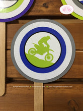 Load image into Gallery viewer, Dirt Bike Birthday Party Cupcake Toppers Set Boy Blue Lime Green Enduro Motocross Off Road Racing Race Boogie Bear Invitations Randall Theme
