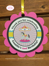 Load image into Gallery viewer, Amusement Park Birthday Favor Tags Party Carousel Horse Girl Pink Blue Ferris Wheel Circus Carnival Boogie Bear Invitations Camille Theme