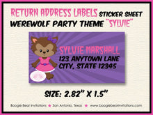 Load image into Gallery viewer, Werewolf Girl Birthday Party Invitation Halloween Full Moon Wild Wolf Pink Boogie Bear Invitations Sylvie Theme Paperless Printable Printed