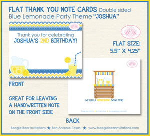 Blue Lemonade Birthday Party Thank You Card Boy Yellow Sweet Lemon Picnic Drink Stand Summer Boogie Bear Invitations Joshua Theme Printed