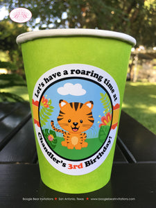 Rain Forest Birthday Party Beverage Cups Paper Girl Boy Rainforest Animals Jungle Amazon Tropical Zoo Boogie Bear Invitations Chandler Theme